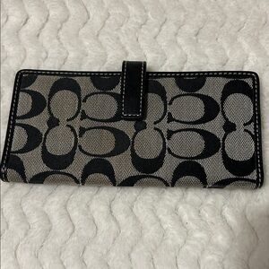 Coach Black and Gray Signature Checkbook/credit card holder